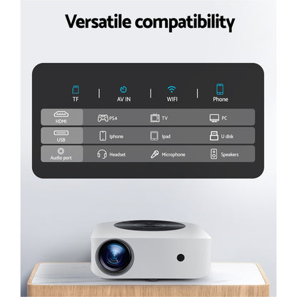 Devanti Bluetooth Video Projector WIFI 1080P Home Theater HDMI Touch Screen Tristar Online