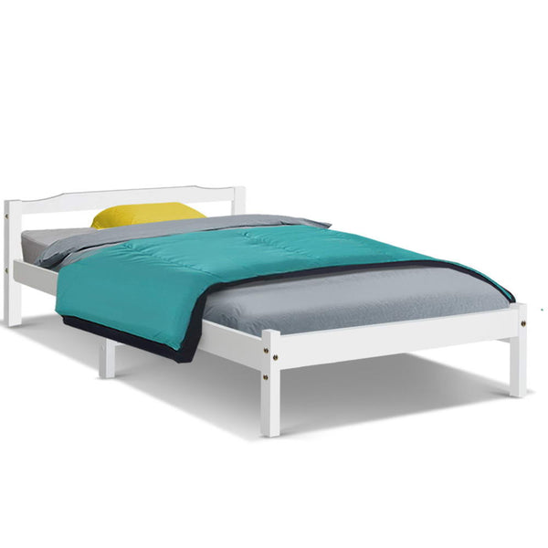 Artiss Bed Frame Single Size Wooden White LEXI Tristar Online