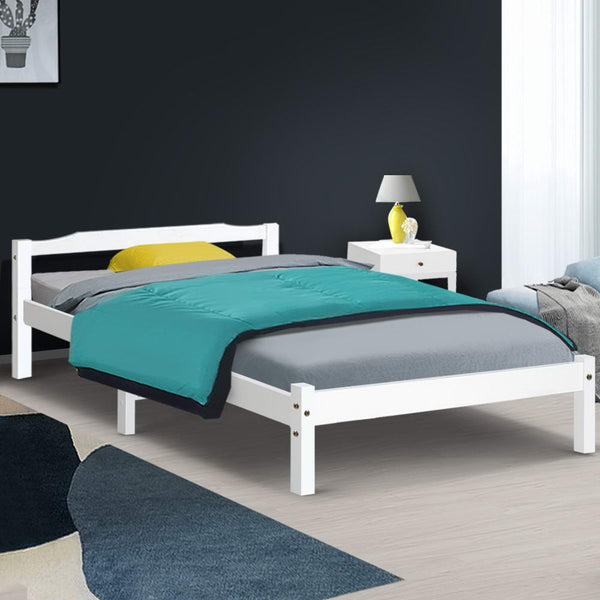 Artiss Bed Frame Single Size Wooden White LEXI Tristar Online