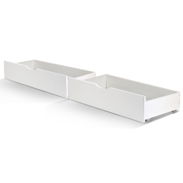 Artiss 2x Bed Frame Storage Drawers Trundle White Tristar Online