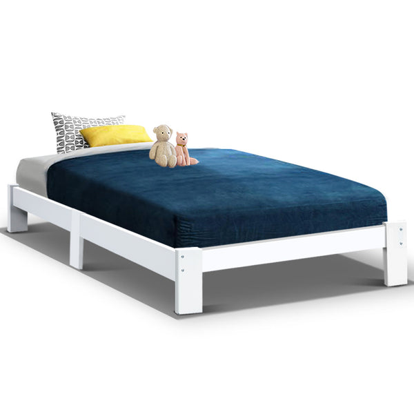 Artiss Bed Frame Single Size Wooden White JADE Tristar Online