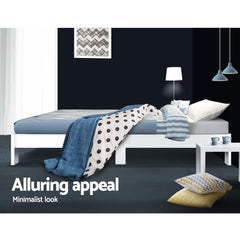 Artiss Bed Frame Single Size Wooden White JADE Tristar Online