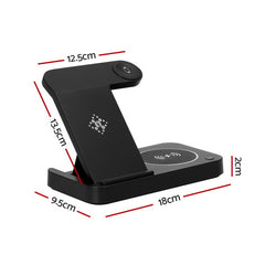 Devanti 4-in-1 Wireless Charger Station Fast Charging for Phone Black Tristar Online