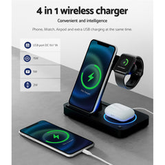 Devanti 4-in-1 Wireless Charger Station Fast Charging for Phone Black Tristar Online