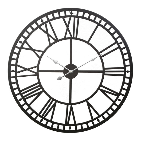 Artiss Wall Clock 60CM Large Roman Numerals Round Metal Luxury Wall Clocks Home Decor Black Tristar Online