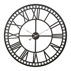 Artiss 80CM Large Wall Clock Roman Numerals Round Metal Luxury Home Decor Black Tristar Online