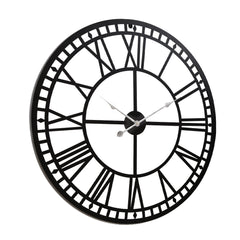 Artiss 80CM Large Wall Clock Roman Numerals Round Metal Luxury Home Decor Black Tristar Online
