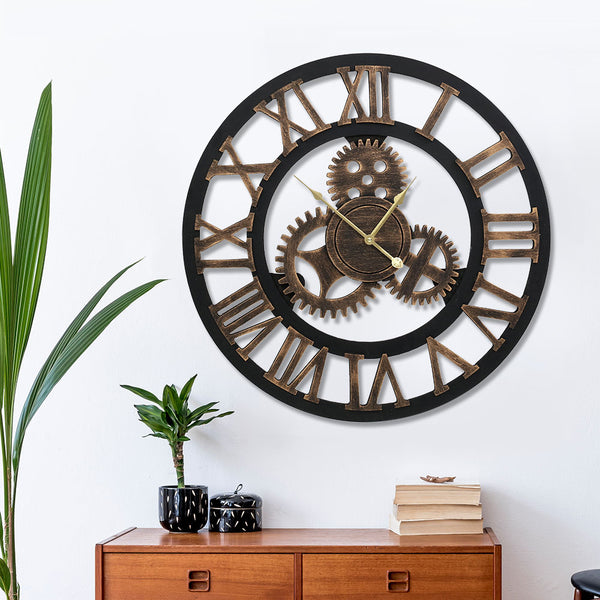 Artiss 60CM Wall Clock Modern Large Vintage Luxury Art Clock Home Decor Black Tristar Online