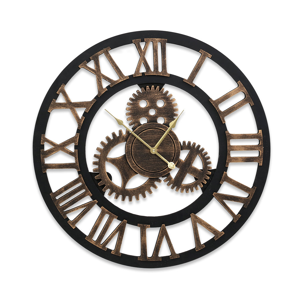 Artiss 80cm Wall Clock Large Retro Roman Numerals Brown Tristar Online
