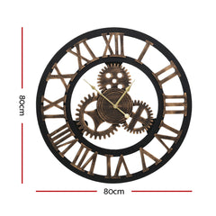 Artiss 80cm Wall Clock Large Retro Roman Numerals Brown Tristar Online
