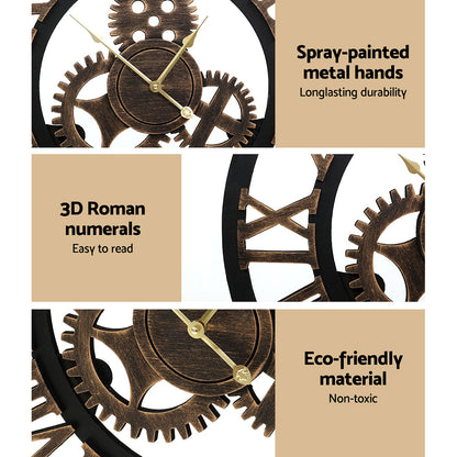 Artiss 80cm Wall Clock Large Retro Roman Numerals Brown Tristar Online