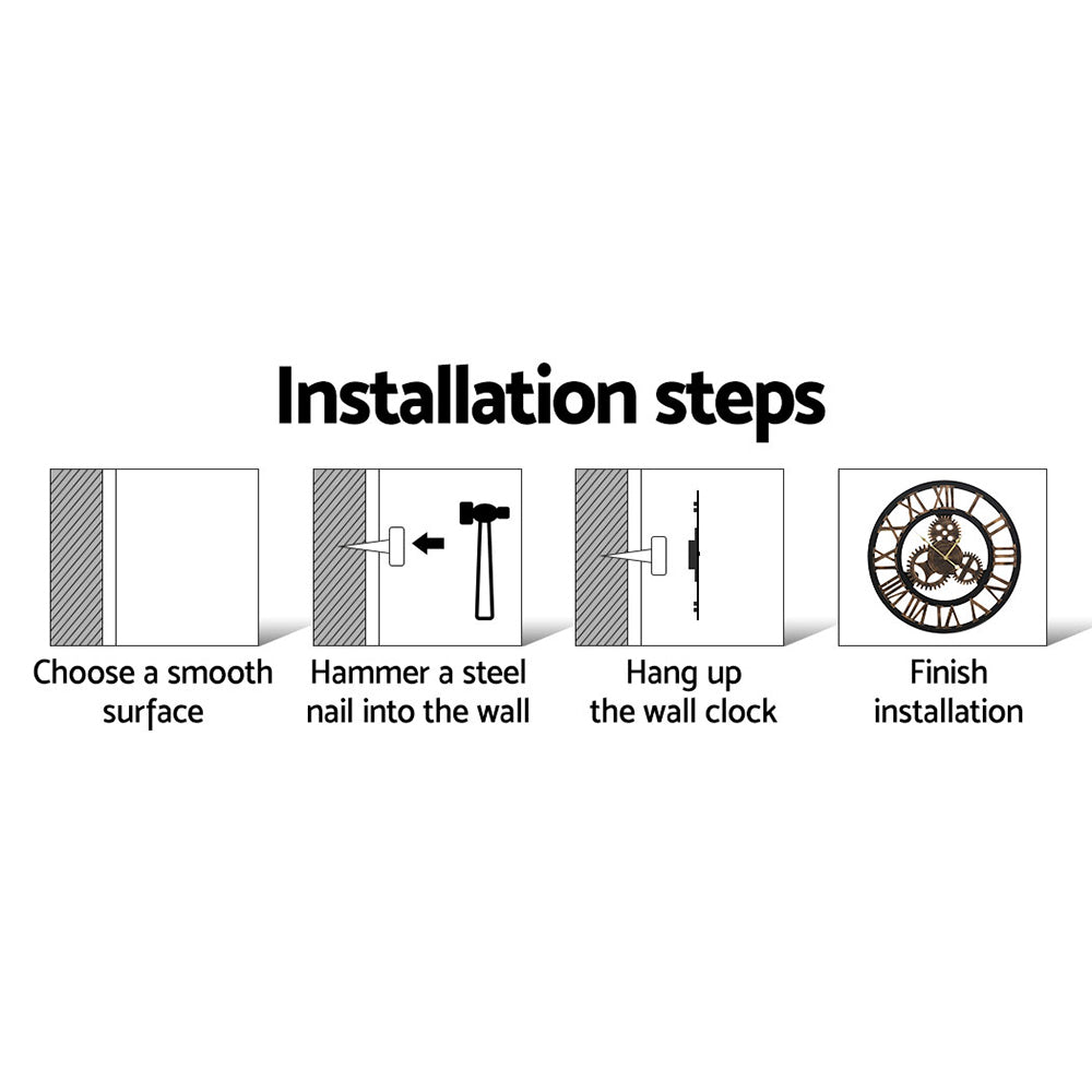 Artiss 80cm Wall Clock Large Retro Roman Numerals Brown Tristar Online