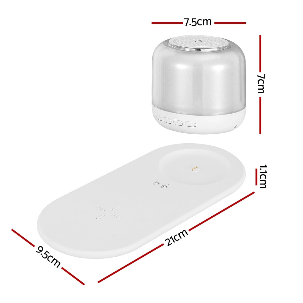 Devanti 3 in 1 Wireless Charger 15W Fast Charging RGB Light Bluetooth Speaker for Phone Tristar Online