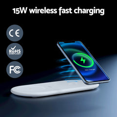 Devanti 3 in 1 Wireless Charger 15W Fast Charging RGB Light Bluetooth Speaker for Phone Tristar Online