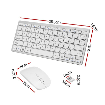 Wireless Keyboard and Mouse Combo Bluetooth Set for PC Laptop Phone Tablet 78 Keys White Tristar Online