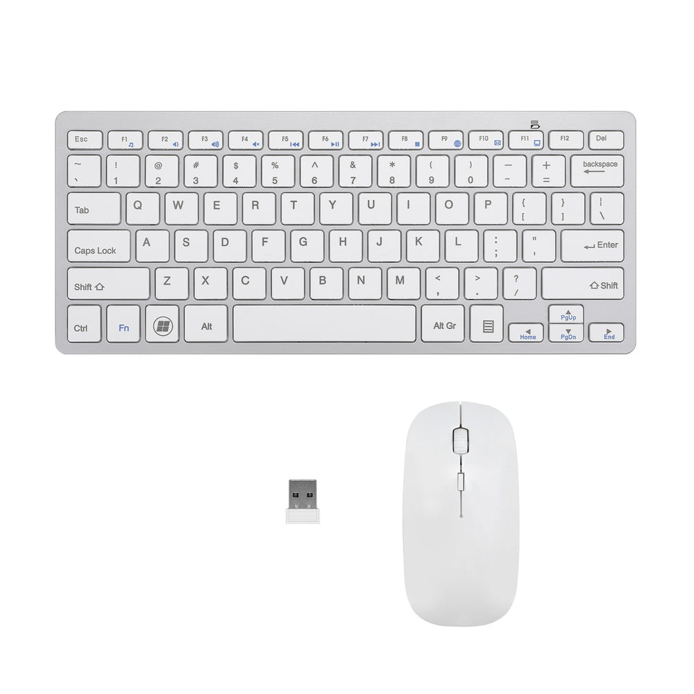 Wireless Keyboard and Mouse Combo Bluetooth Set for PC Laptop Phone Tablet 78 Keys White Tristar Online