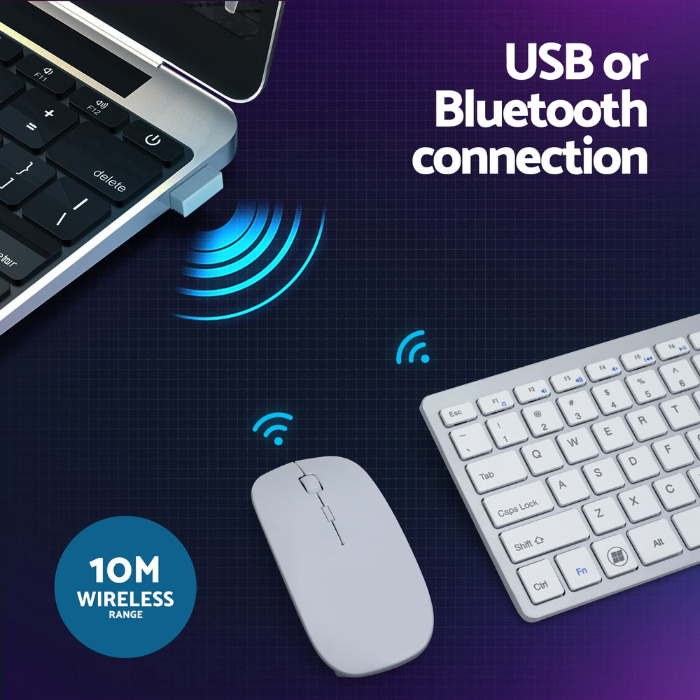 Wireless Keyboard and Mouse Combo Bluetooth Set for PC Laptop Phone Tablet 78 Keys White Tristar Online