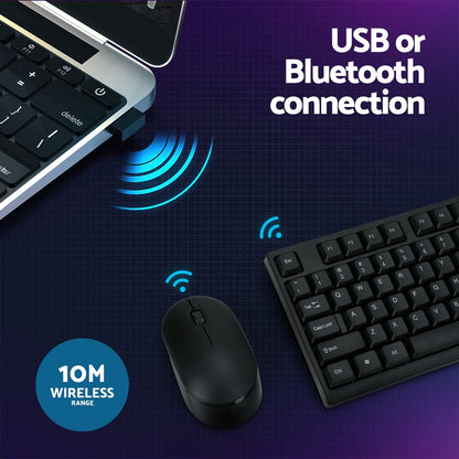 Wireless Keyboard and Mouse Combo Bluetooth Set for PC Laptop Phone Tablet 104 Keys Black Tristar Online
