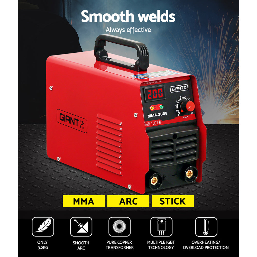 Giantz 200 Amp Inverter Welder MMA ARC DC IGBT Welding Machine Stick Portable Tristar Online