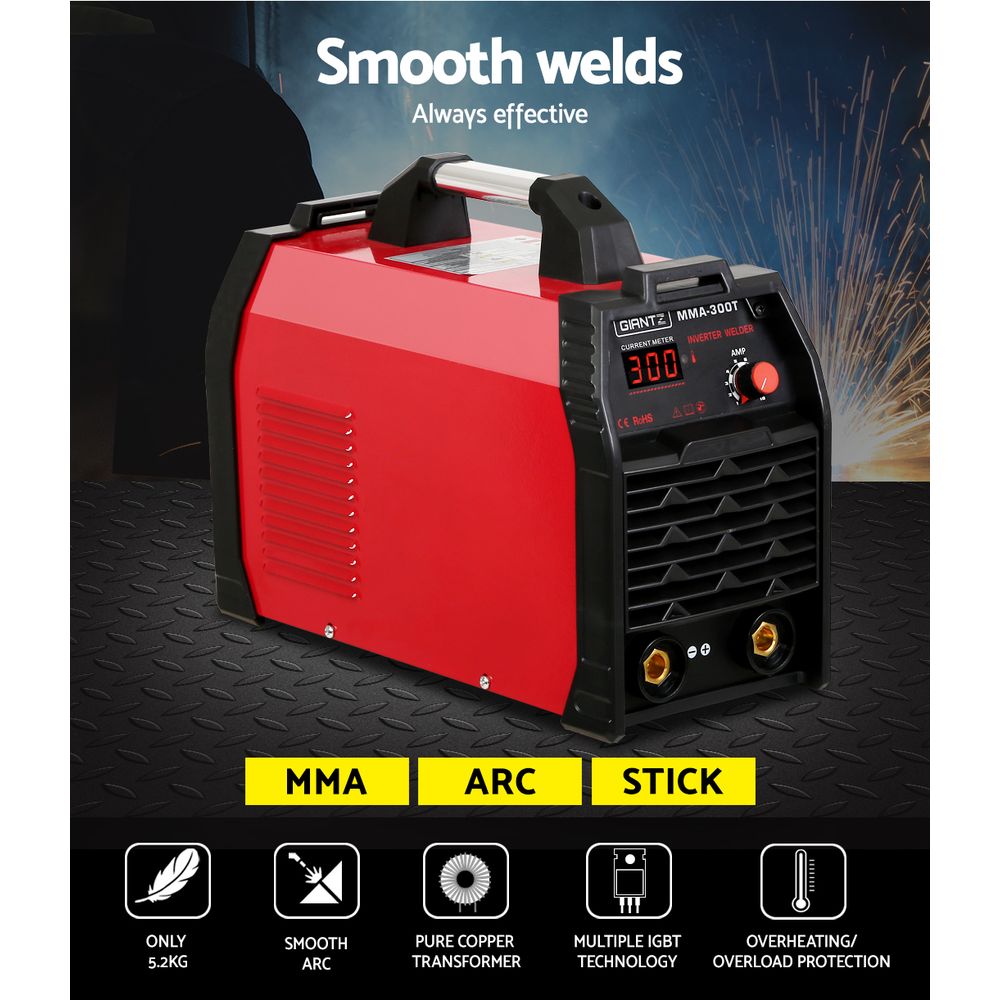 Giantz 300Amp Inverter Welder MMA ARC iGBT DC Gas Welding Machine Stick Portable Tristar Online
