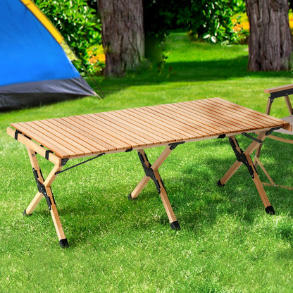 Gardeon Outdoor Furniture Wooden Egg Roll Picnic Table Camping Desk 120CM Tristar Online