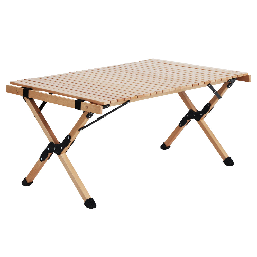 Gardeon Outdoor Furniture Wooden Egg Roll Picnic Table Camping Desk 90CM Tristar Online