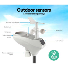 Devanti Wireless WiFi Professional Weather Station Solar Sensor LCD UV Light Tristar Online