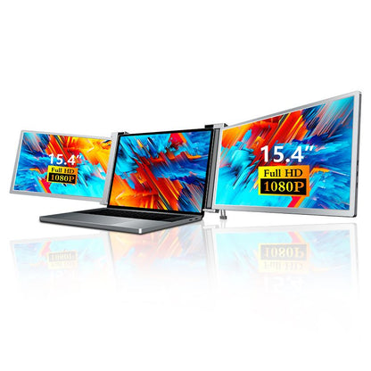 Dual Portable Trifold Monitor – 15.4" 1080P IPS FHD Laptop Screen Extender - Space Grey - (Au Version) - GRADE A, Refurbished Trion