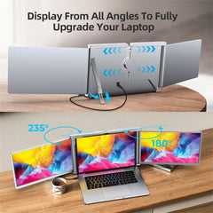 15 inch Trifold Portable Monitor 1080P IPS FHD Laptop Screen Extender For Laptop - Space Grey Trion