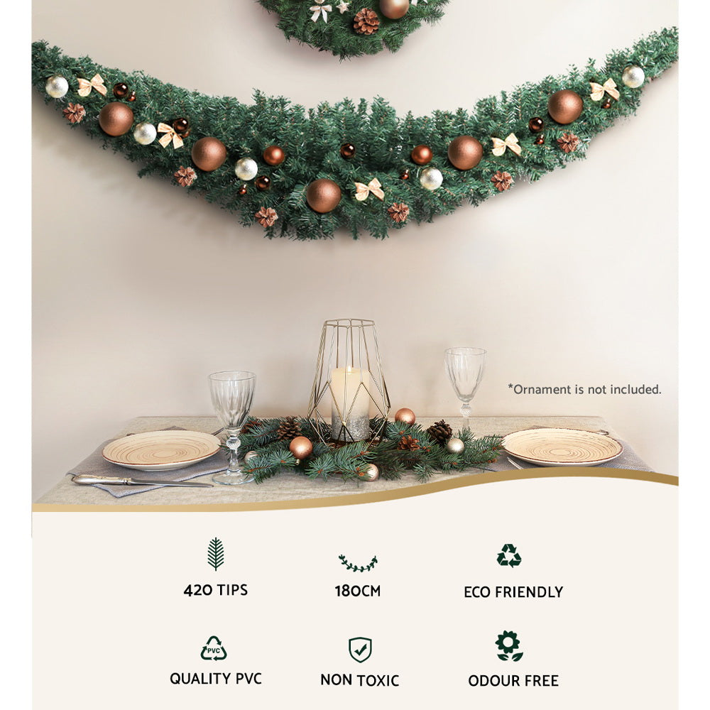 Jingle Jollys Christmas Garland 1.8M Xmas Tree Decoration Green Tristar Online