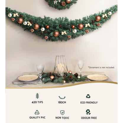 Jingle Jollys Christmas Garland 1.8M Xmas Tree Decoration Green Tristar Online