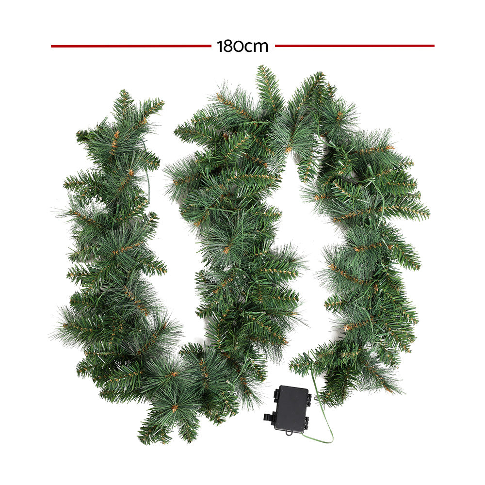 Jingle Jollys 1.8M Christmas Garland with Pre-lit LED Lights Xmas Tree Decor Tristar Online