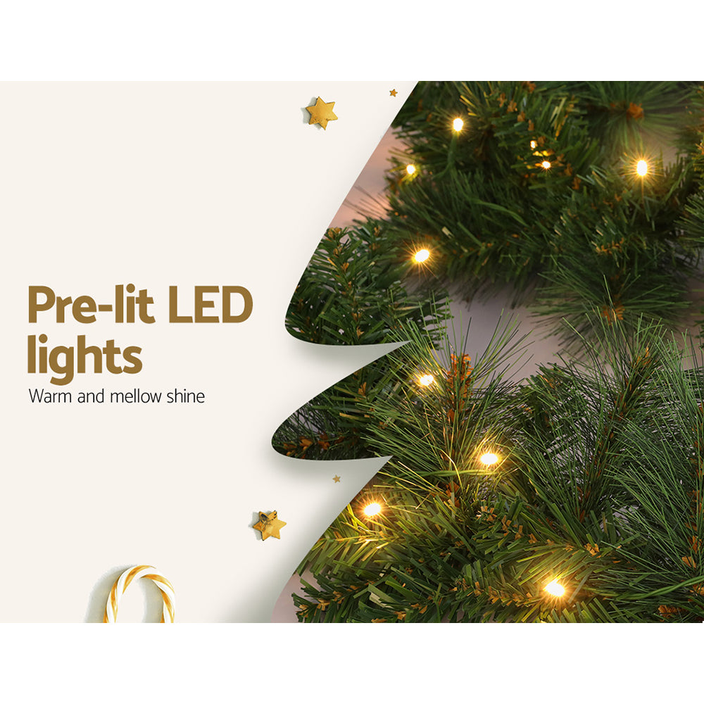 Jingle Jollys 1.8M Christmas Garland with Pre-lit LED Lights Xmas Tree Decor Tristar Online
