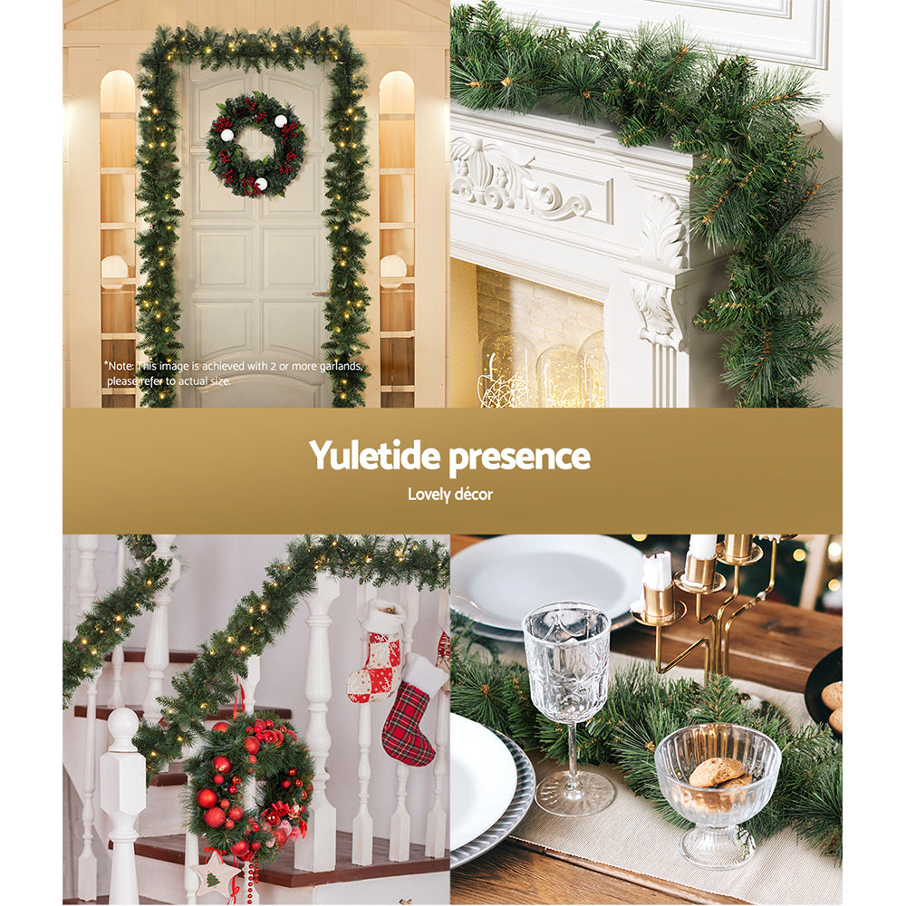 Jingle Jollys 1.8M Christmas Garland with Pre-lit LED Lights Xmas Tree Decor Tristar Online