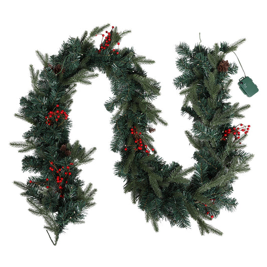 Jingle Jollys 2.4M Christmas Garland with Ornament Warm Lights Xmas Tree Decor Tristar Online