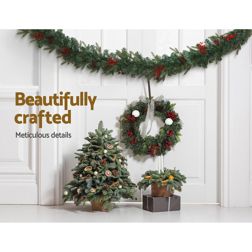 Jingle Jollys 2.4M Christmas Garland with Ornament Warm Lights Xmas Tree Decor Tristar Online
