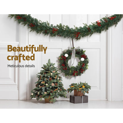 Jingle Jollys 2.4M Christmas Garland with Ornament Warm Lights Xmas Tree Decor Tristar Online