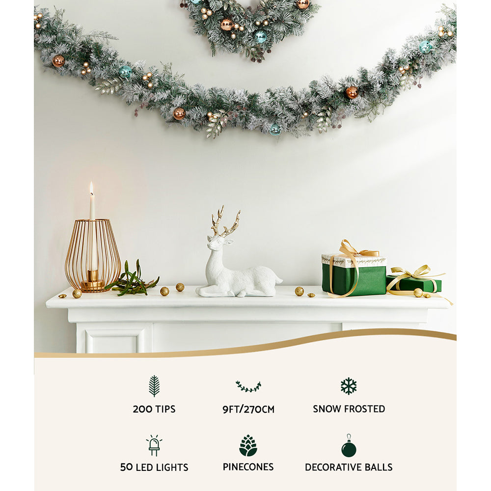 Jingle Jollys 2.7M Pre-Lit Christmas Garland with Ornament Light Xmas Tree Decor Tristar Online