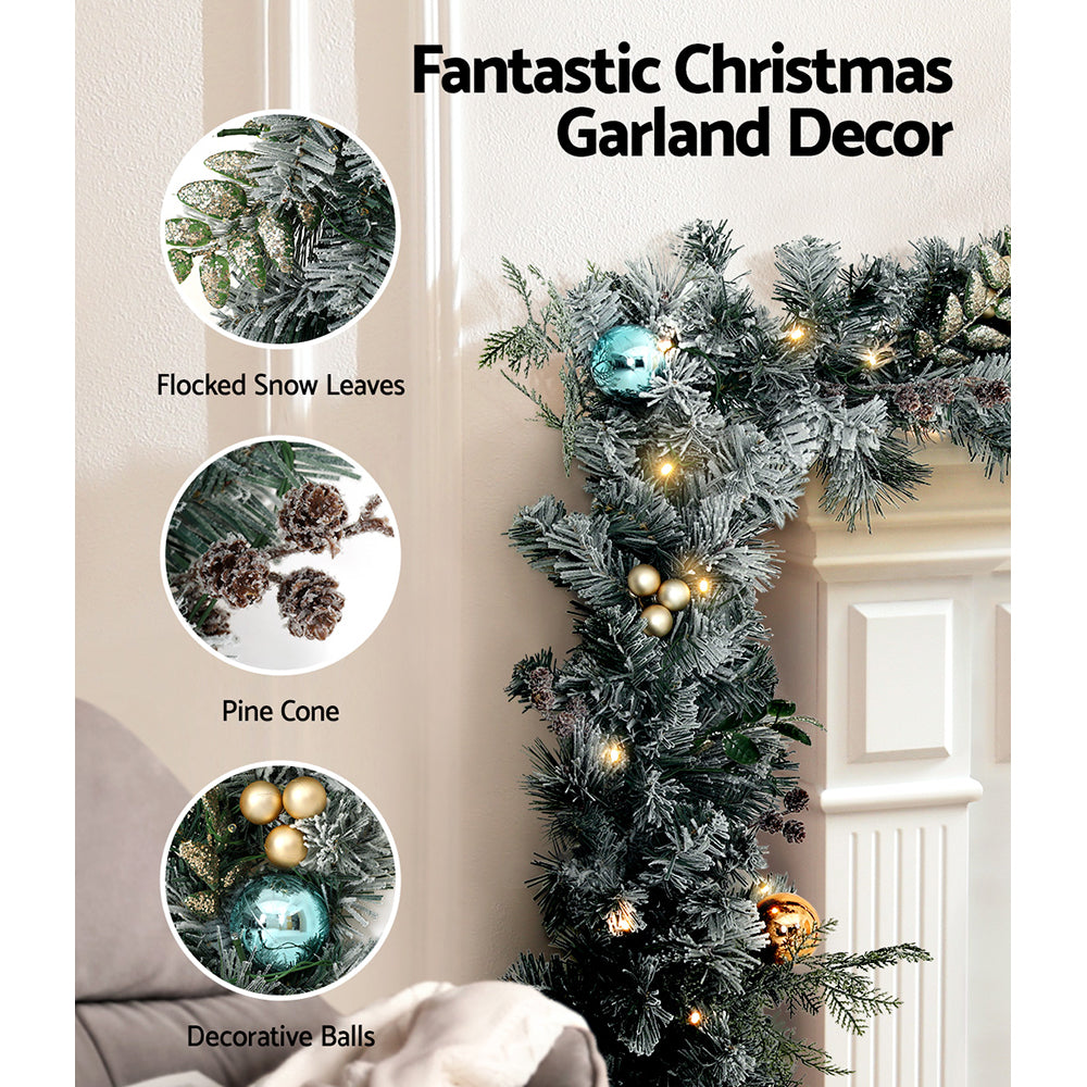 Jingle Jollys 2.7M Pre-Lit Christmas Garland with Ornament Light Xmas Tree Decor Tristar Online