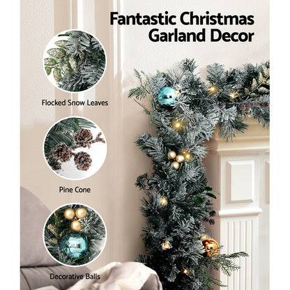 Jingle Jollys 2.7M Pre-Lit Christmas Garland with Ornament Light Xmas Tree Decor Tristar Online