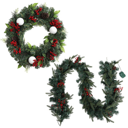 Jingle Jollys Christmas Garland with Wreath Set LED Lights Xmas Tree Decor Tristar Online