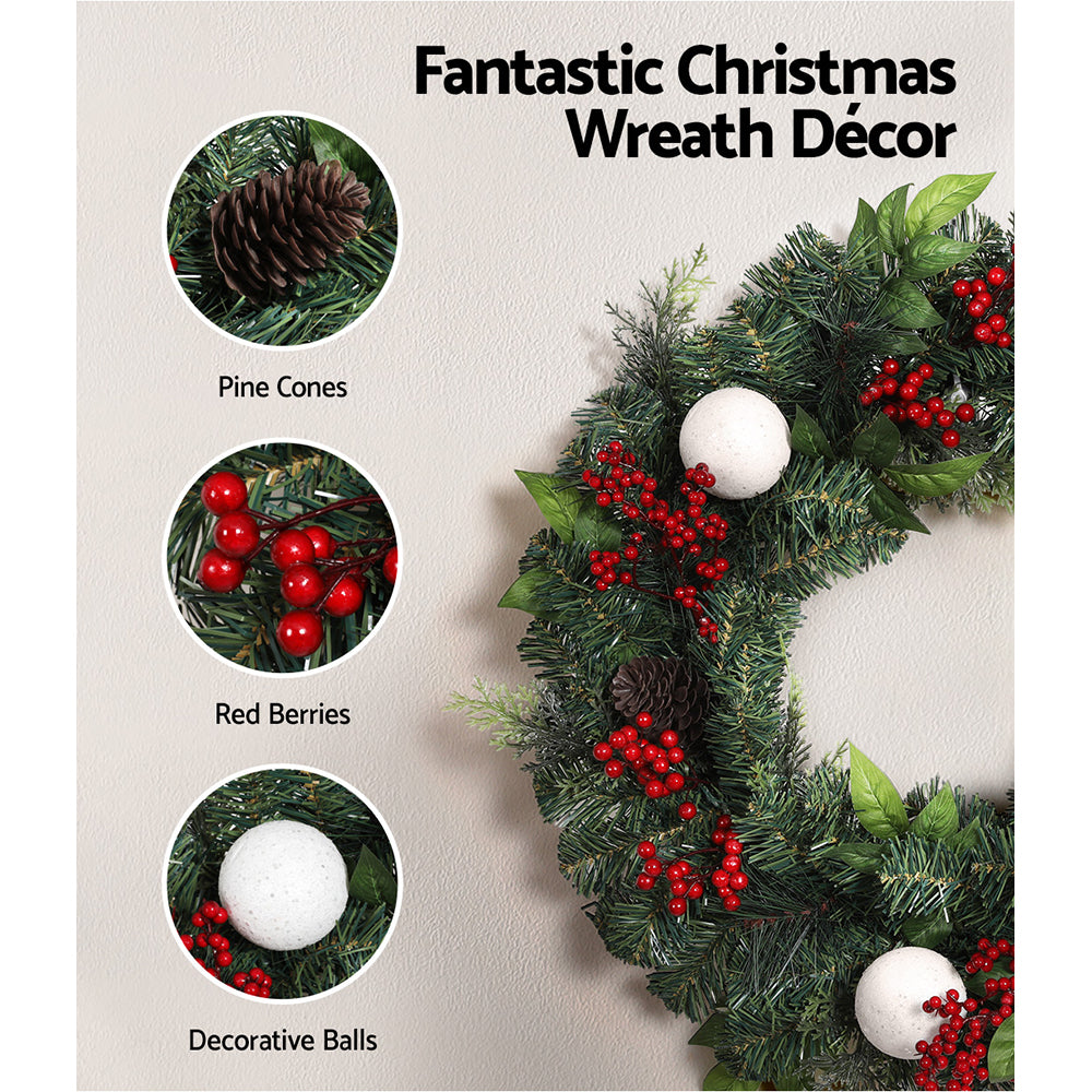 Jingle Jollys Christmas Garland with Wreath Set LED Lights Xmas Tree Decor Tristar Online