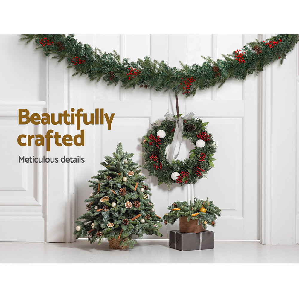 Jingle Jollys Christmas Garland with Wreath Set LED Lights Xmas Tree Decor Tristar Online