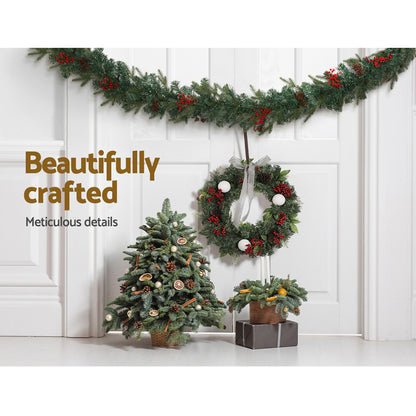 Jingle Jollys Christmas Garland with Wreath Set LED Lights Xmas Tree Decor Tristar Online