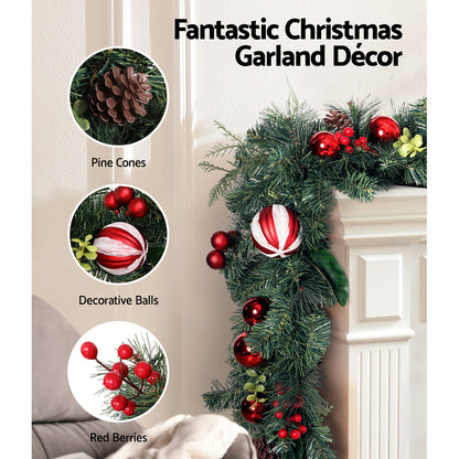 Jingle Jollys Christmas Garland with Wreath Set Ornaments Xmas Tree Decor Tristar Online