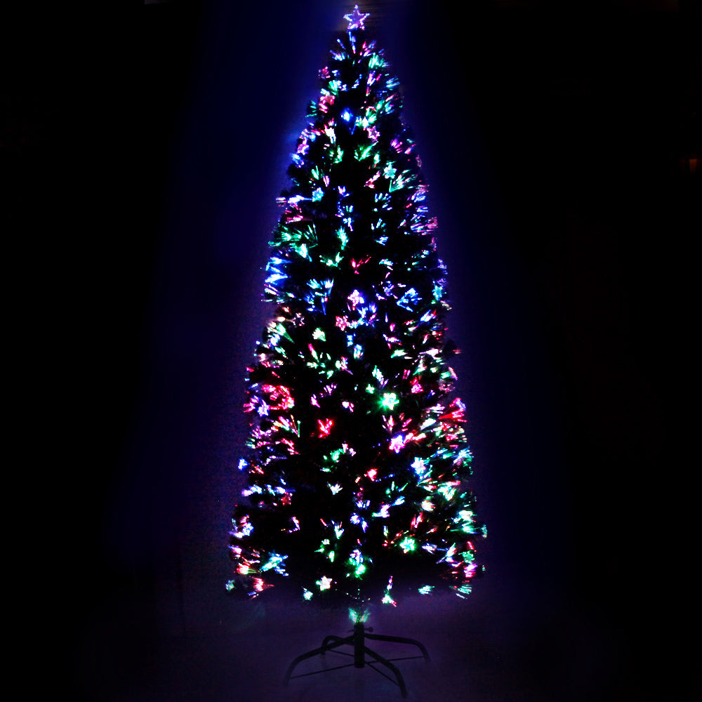 Jingle Jollys 2.4M 8FT LED Christmas Tree Xmas Optic Fiber Multi Colour Lights Tristar Online
