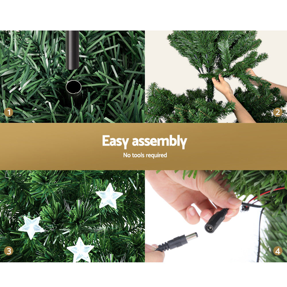 Jingle Jollys 2.4M 8FT LED Christmas Tree Xmas Optic Fiber Multi Colour Lights Tristar Online
