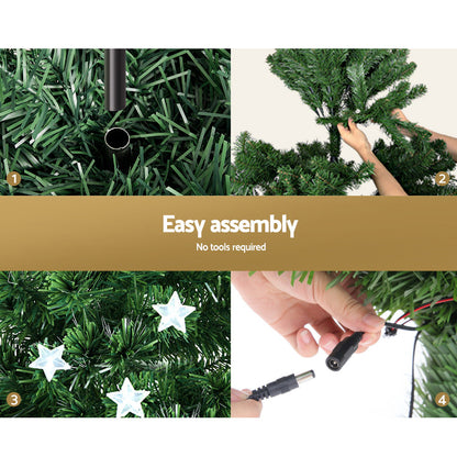 Jingle Jollys 2.4M 8FT LED Christmas Tree Xmas Optic Fiber Multi Colour Lights Tristar Online