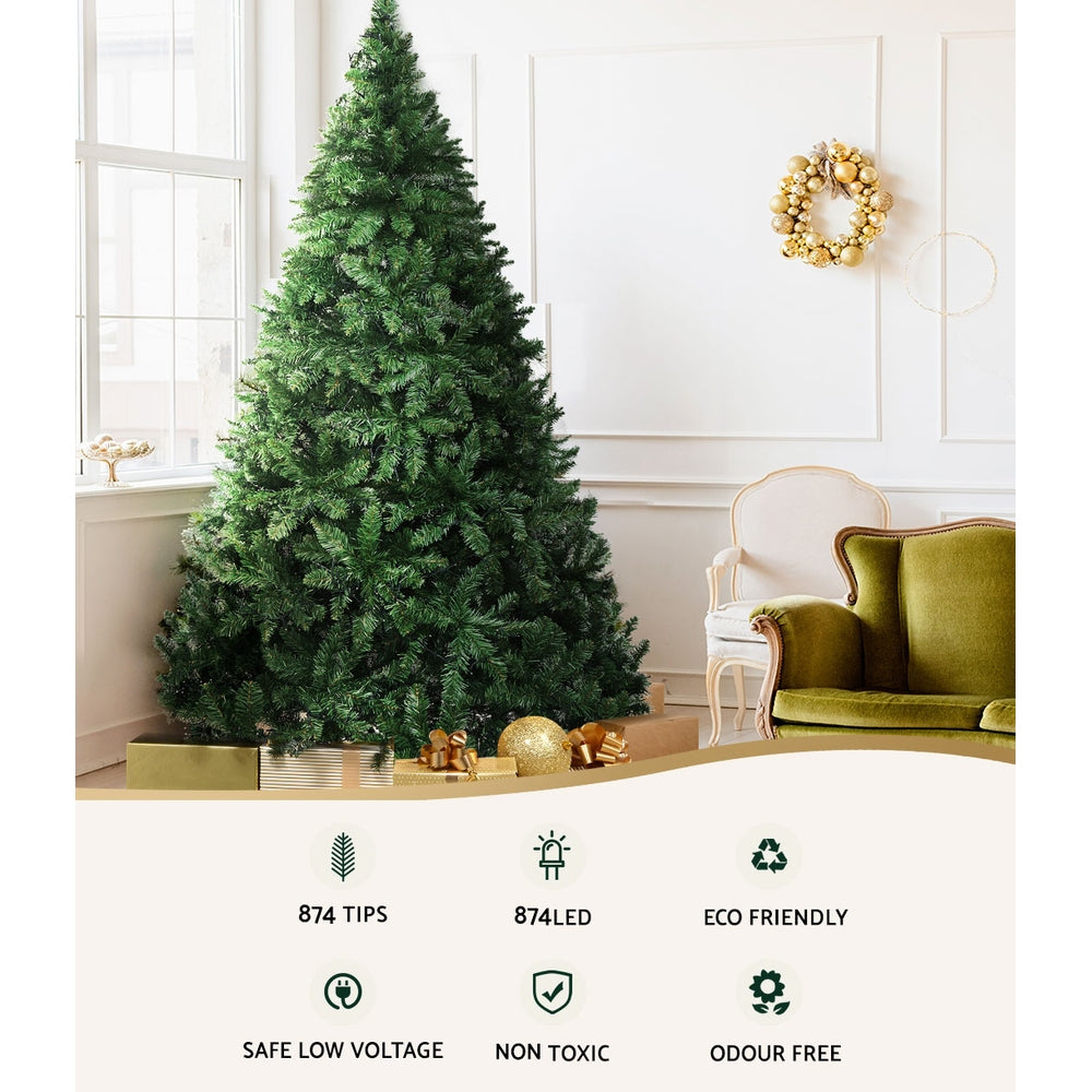 Jingle Jollys Christmas Tree 1.8M With 874 LED Lights Warm White Green Tristar Online