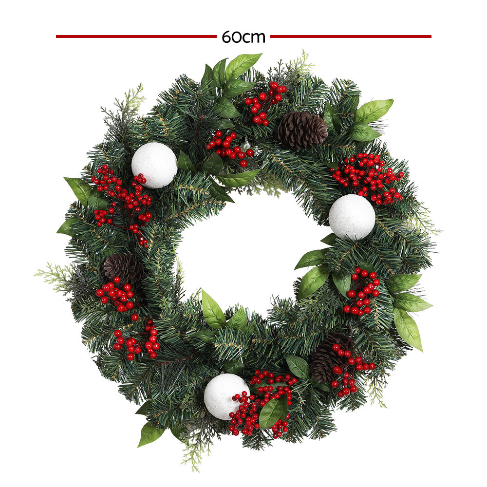 Jingle Jollys 2FT 60CM Christmas Wreath with Decor Xmas Tree Decoration Tristar Online